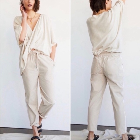 Anthropologie Maeve Tenley Twill Side Stripe Khaki Track Pant Joggers Sz S - Picture 2 of 10